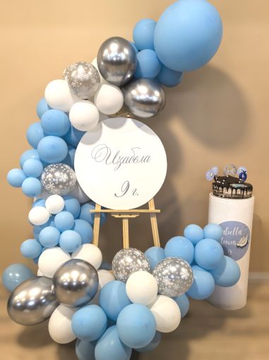 Украса за детски рожден ден със снежинки и кънки тематика