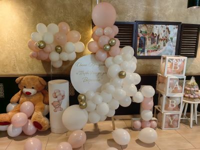 Украса за кръщение, погача или първи рожден ден с мече