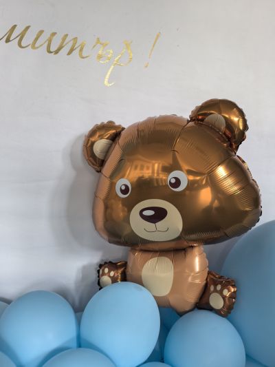 Украса за погача или кръщение с фолио балон мече