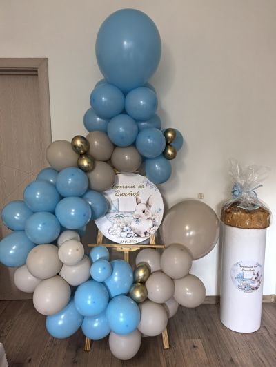 Украса за погача, кръщение или посрещане на бебе с дизайн на зайче